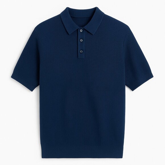 DKNY Navy Knit Polo Shirt Short Sleeve Sweater Style XL NWT - Picture 1 of 7